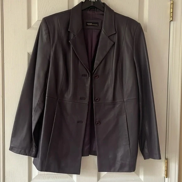 Like new 100% genuine leather Valerie Stevens jacket sz M purple - Picture 1 of 4